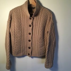 Irish Merino Wool Cable Knit Cardigan Medium